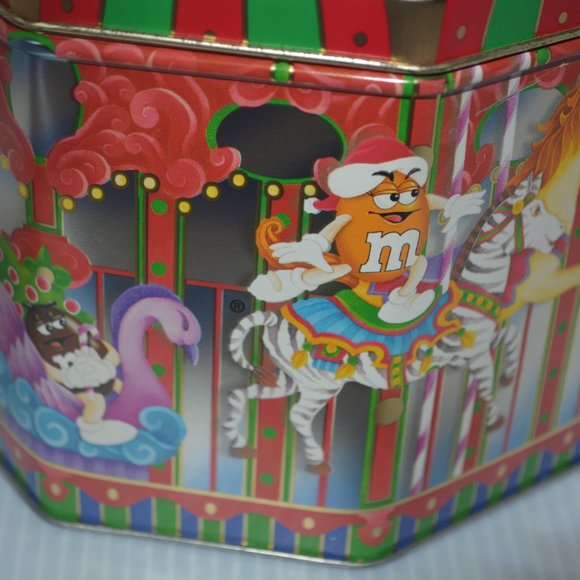 VTG M&M's Candy 1997 Merry-Go-Round Carousel Tin Canister #5 Christmas Village - Picture 9 of 10